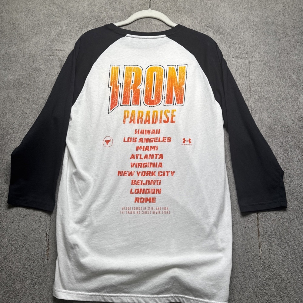 Under Armour Project Rock Iron Paradise Graphic Raglan Shirt Mens Medium